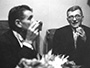Bernstein in Moscow with composer Dmitri Shostakovich, 1959.